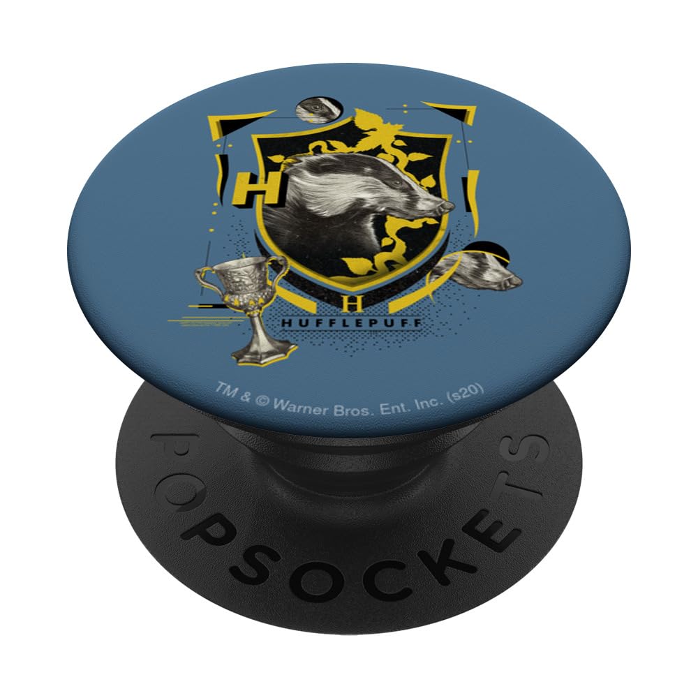 Harry Potter Hufflepuff Magicial Mischief Level Up Crest PopSockets Swappable PopGrip, Black