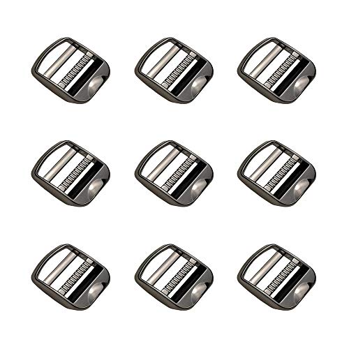 Nifocc 10 Pcs Metal Ladder Lock Buckle Slider Adjustable Webbing Strap Release Buckles Adjustable Zinc Alloy Buckle for Backpack Strap Accessories 1 inch 25mm Gunmetal