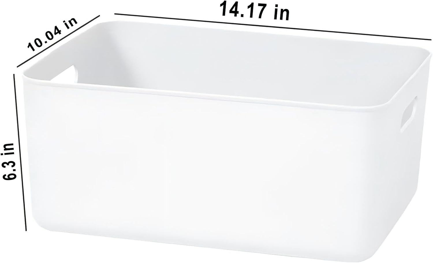 Ytteve White 2-Pack Large Plastic Storage Bins with Handles, 14.2" x 10" x 6.3" Stackable Organizer Containers for Closet, Shelves, Drawers, Office & Classroom