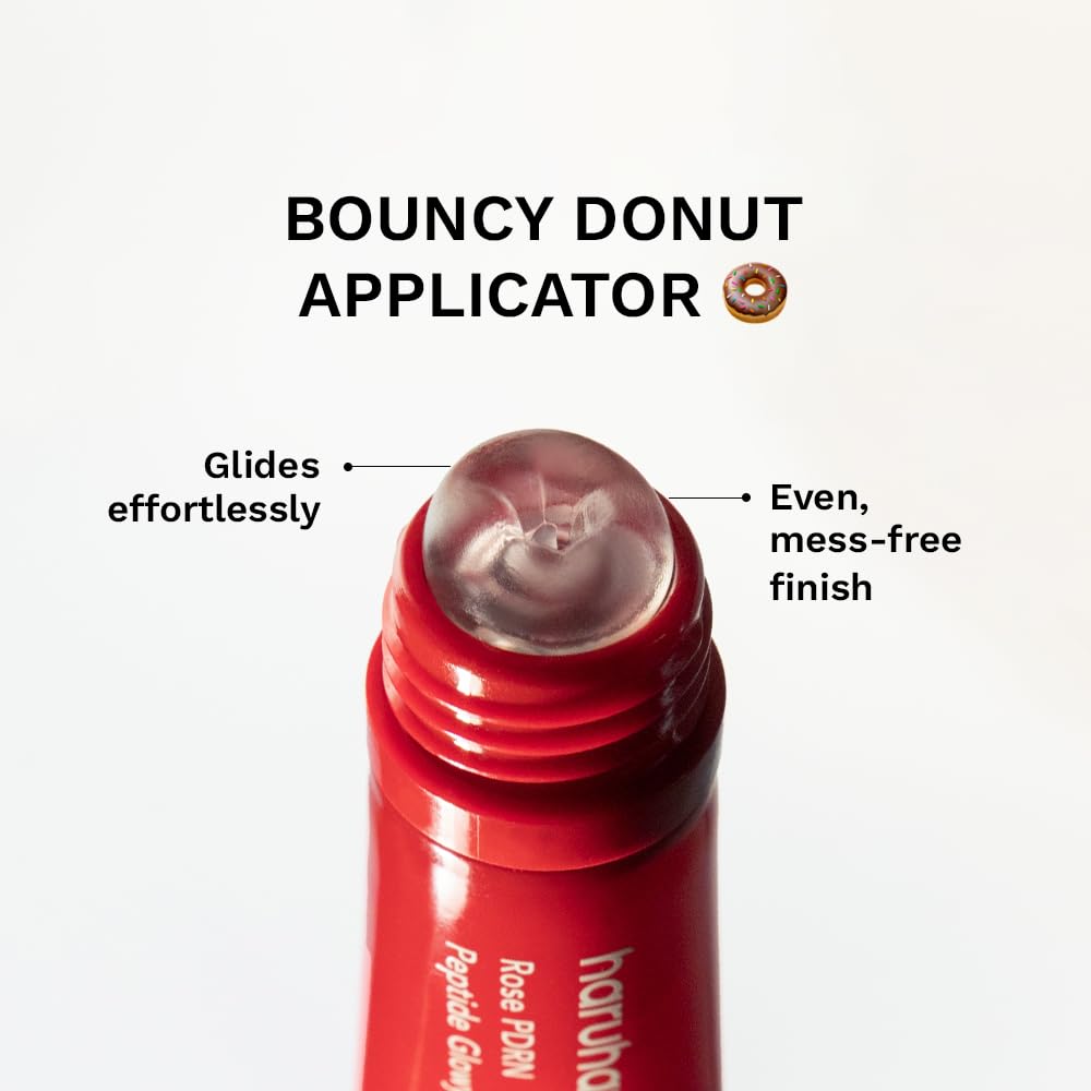 haruharu wonder Rose PDRN Peptide Glowy Balm, Instant Moisture, Repairs Dry Cracked Lips, 24h Moisture, No Waxy Finish, wegański, bez silikonu, bez mikroplastiku, bez tuszu, 10 ml