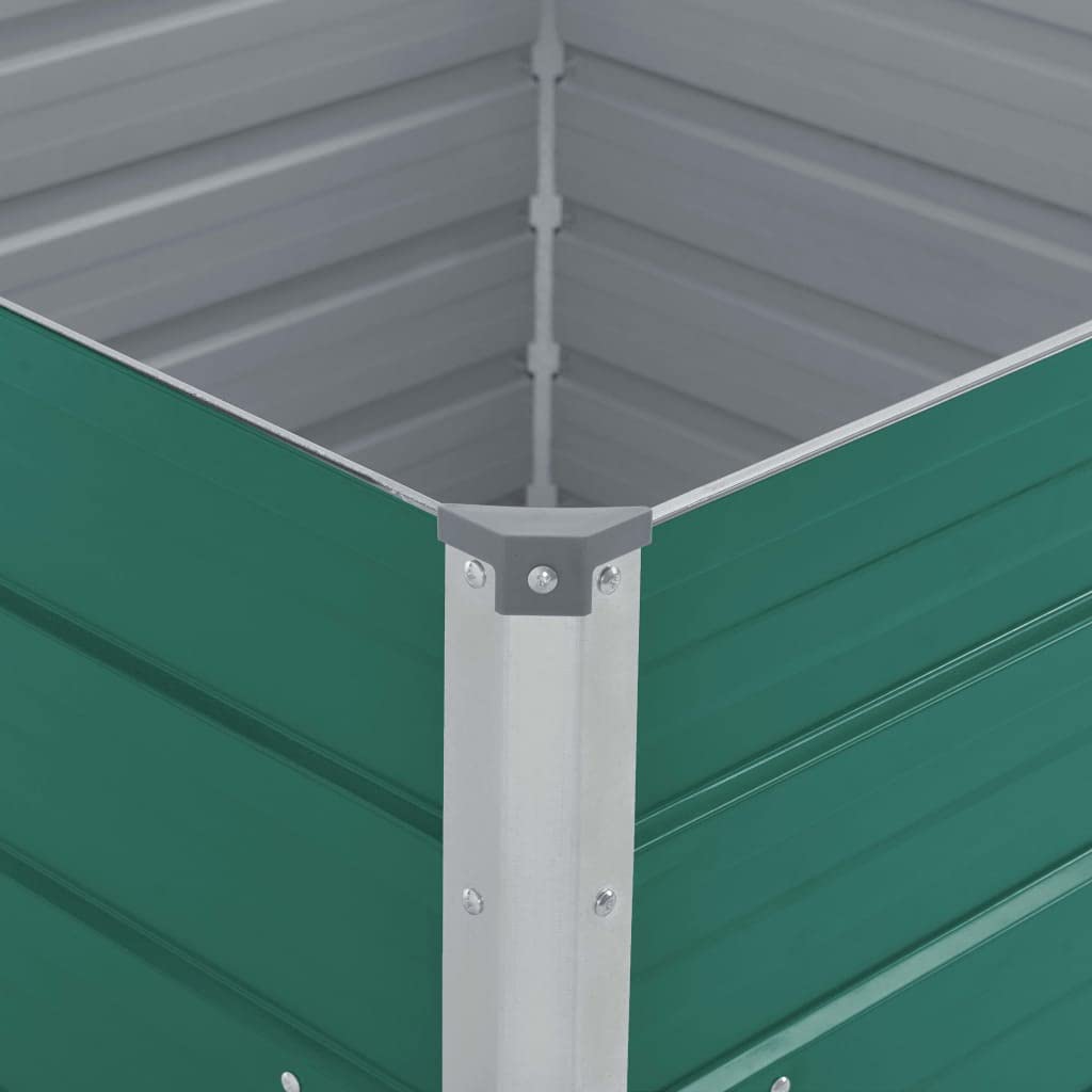 Jardinera de acero galvanizado verde 100 x 100 x 77 cm con suelo abierto – robusta maceta para jardín, balcón y terraza, drenaje óptimo y bordes seguros