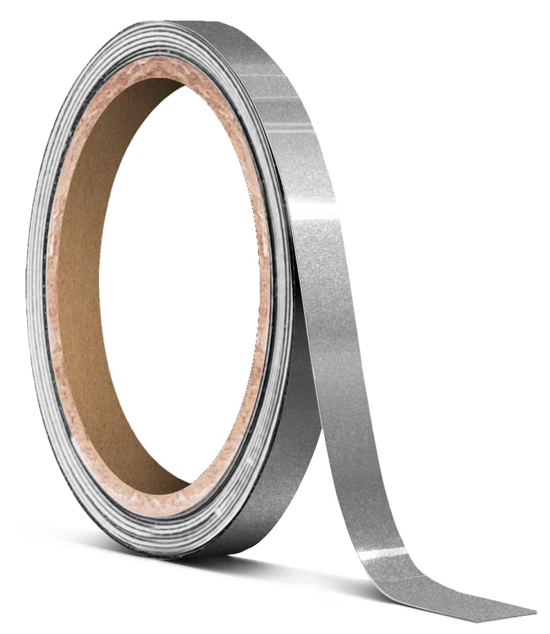 VViViD Ultra Gloss Silver Metallic Air-Release Adhesive Vinyl Pinstripe Tape Roll (¼ Inch x 20ft)
