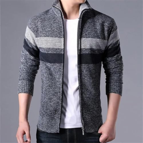 Kelsiop Men's Knitted Zipper Cardigan Sweater Stand Neck Casual Fall Winter Warm Long Sleeve Outerwear4