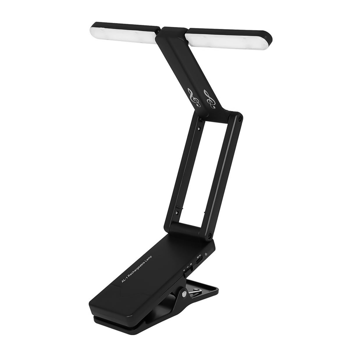 Tiardey Rechargeable Clip-On Music Stand Light - Black Plastic - 2 Modes - LED - Foldable - USB Charging