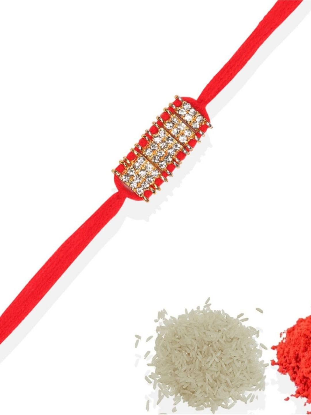 JWELLA Traditional Elegant Red Statement Rhinestones Rakhi for Brother with Roli Kumkum Packets and Happy Rakshabandhan Card (Pack of 1) (B0D9J52RW5) Amazon Price History, Amazon Price Tracker