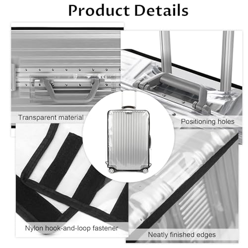 WCHOSOZH Luggage Cover, Clear Suitcase Cover Luggage Protector, Waterproof PVC Suitcase Cover for Wheeled Suitcases (24 inch)4