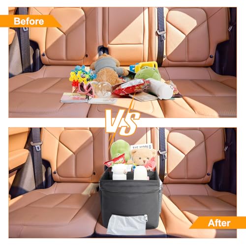 Miniatura 4 de Cozary Organizador Asiento Coche, Plegable Organizador De Asiento, Para Adultos Y Niños Con Portavasos, Compartimentos De Almacenamiento Para Juguetes, Libros