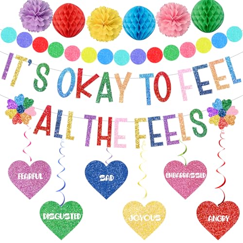 Inside Birthday Party Decorations: Its Okay To Feel All The Fells Banner Inside Party Decorations Feelings Theme Banner
