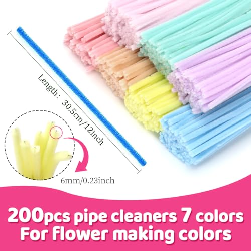 Image of Praisebank Pipe Cleaners,200pcs Macaron Color Chenille Stems for DIY Projecets, Arts & Crafts Supplies for Festival Party Decorations