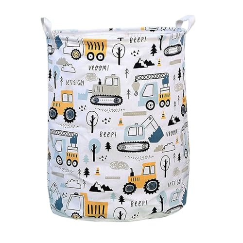 Kids Laundry Basket - Water-Resistant Storage Bin, Cute-Colorful Tool for Organizing, Aesthetic-Decor Gear, Folding-Cylinder Base with Double-Reinforced Handles, Room-Tidying Kit for Sorting Storing