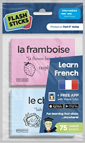 FlashSticks French Intermediate"Food & Drink" Post-it Notes (75 Words)