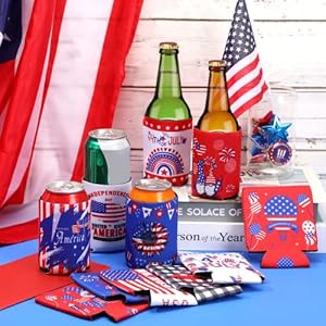 4th of July Can Cooler Sleeves, 18pcs American Flag Beer Drink Can Bottle Cooler Sleeves Collapsible for Fourth of July Coozies Bulk Independence Day Party Decorations Supplies Favors 4th of July Can Cooler Sleeves 18pcs American Flag Beer Drink Can Bottle Cooler Sleeves Collapsible for Fourth of July Coozies Bulk Independence Day Party Decorations Supplies Favors