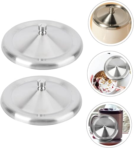 Miniatura 8 de 2 tazas de café con tapas de acero inoxidable, tapa de repuesto, tapa para tazas, cubierta de agua, acero inoxidable, color plateado
