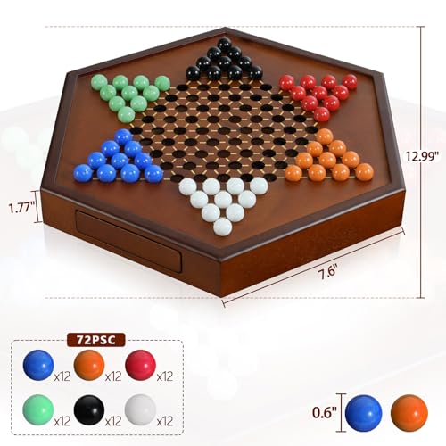 Juego de Mesa Damas Chinas Madera 15"x13" con Canicas miniatura 2