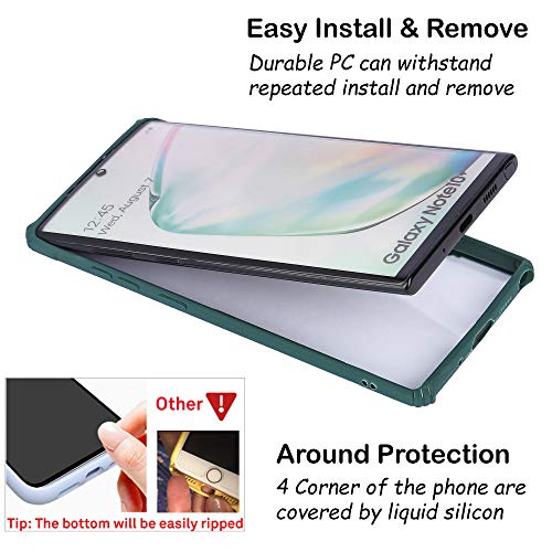 Image of LIRAMARK Transparent Clear Shock Proof Back Cover Case Designed for Samsung Galaxy Note 10 Plus - Pine Green