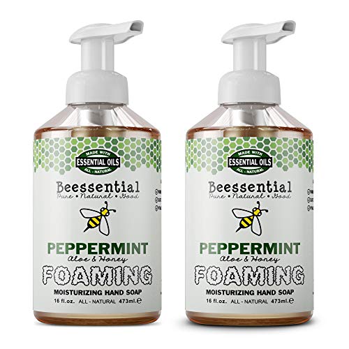 Beessential Refreshing Foaming Hand Soap 2 Pack, Peppermint, 32 Ounce