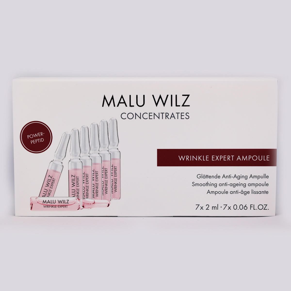 Malu Wilz Wrinkle Expert - Set di fiale vegane, 7 x 2 ml, formula per la cura del viso contro rughe e linee, anti-rughe, per una pelle liscia e tonica