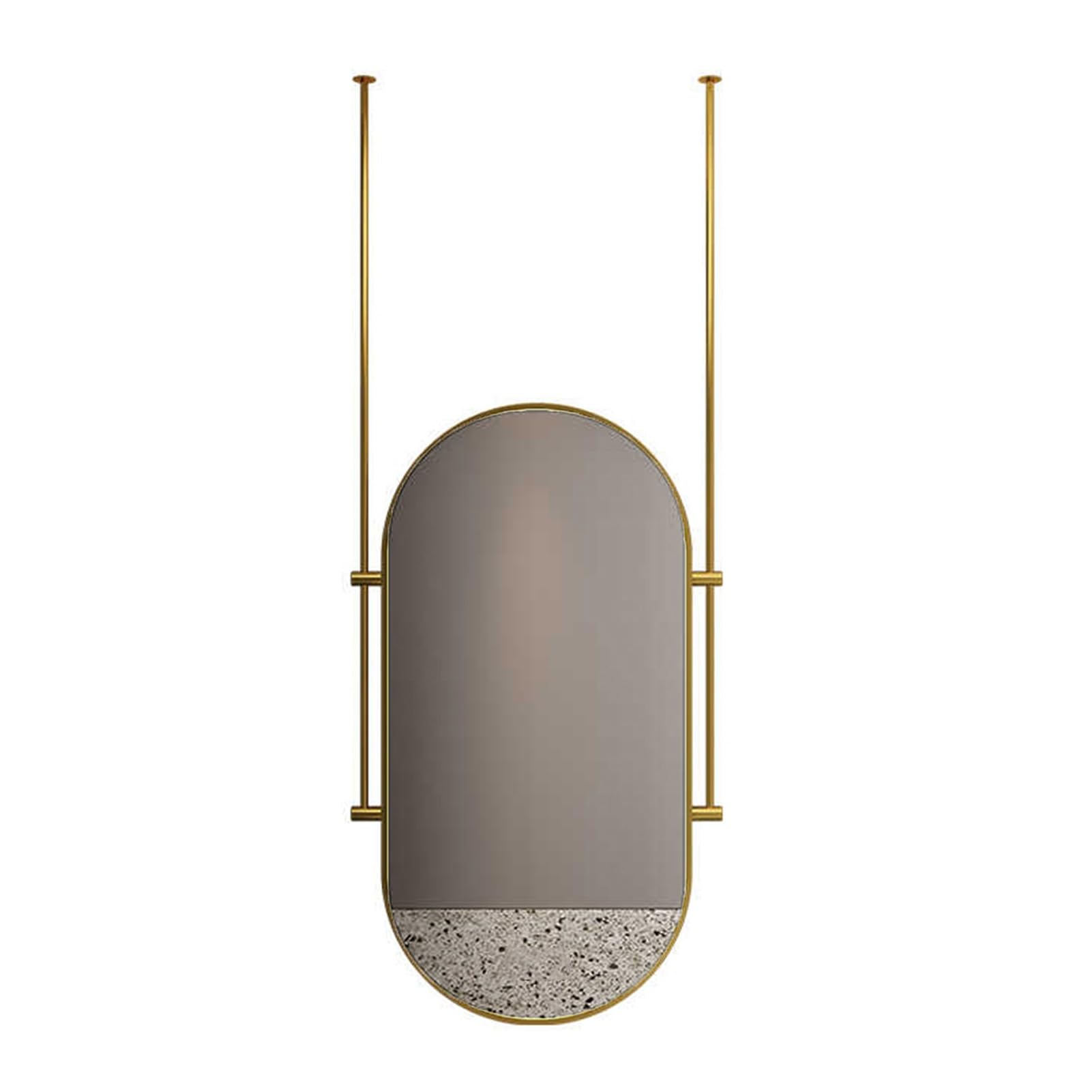 IvyLoutish Oval Mirror with Metal Frame – Bathroom Vanity Floating Rod for Home/Hotel, Gold 50x80cm