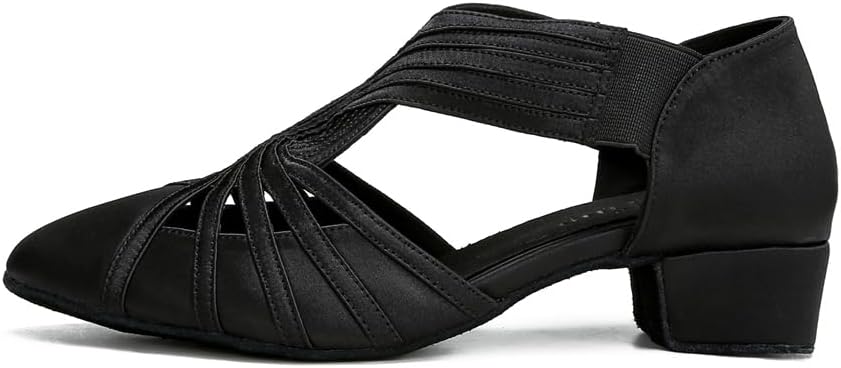 YYTing Women Swing Latin Ballroom Salsa Dance Shoes (Closed Toe, Suede Sole) YT12 - Image 4