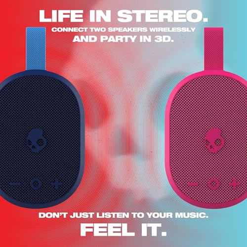 Image of Skullcandy Ounce+ Wireless Bluetooth Speaker - IPX7 Waterproof Mini Portable Speaker with 16 Hour Battery, True Wireless Stereo, and Ballistic Nylon Carry Strap (Navy)