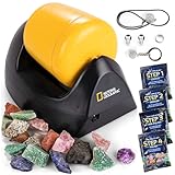 NATIONAL GEOGRAPHIC Starter Rock Metall, gummierter Schaft Tumbler Kit - Komplettes Steinpolierer-Set, langlebiger, auslaufsicherer Becher, 227 Gramm Steine, Körnung, 5 Schmuckverschlüsse