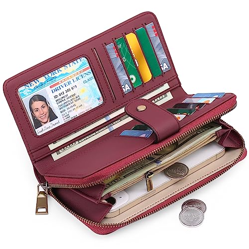 Image of GAEKEAO RFID Leather Wristlet Wallet for Women with Grip Strap