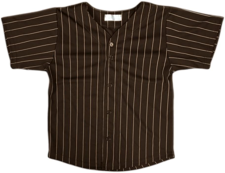 Kids Baseball Jersey Button Down Premium Striped T Shirts Uniform