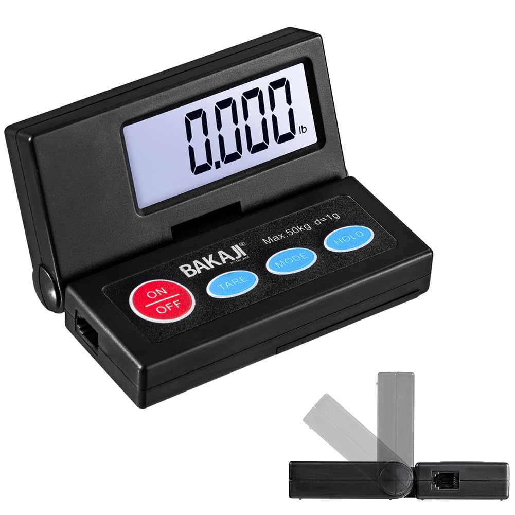 BAKAJI Bilancia Digitale Pesa Pacchi Postali 50 kg Commerciale con Display LCD