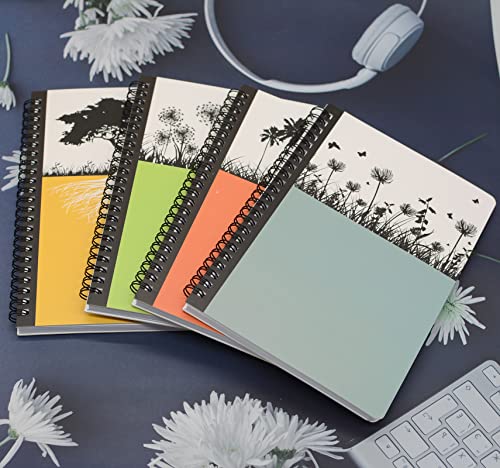 Yansanido Spiral Notebook, 4 Pcs A5 Thick Tree Design Hardcover 8Mm Ruled 4 Color 80 Sheets -160 Pages Journals For Study And Notes (Tree) #TOP1