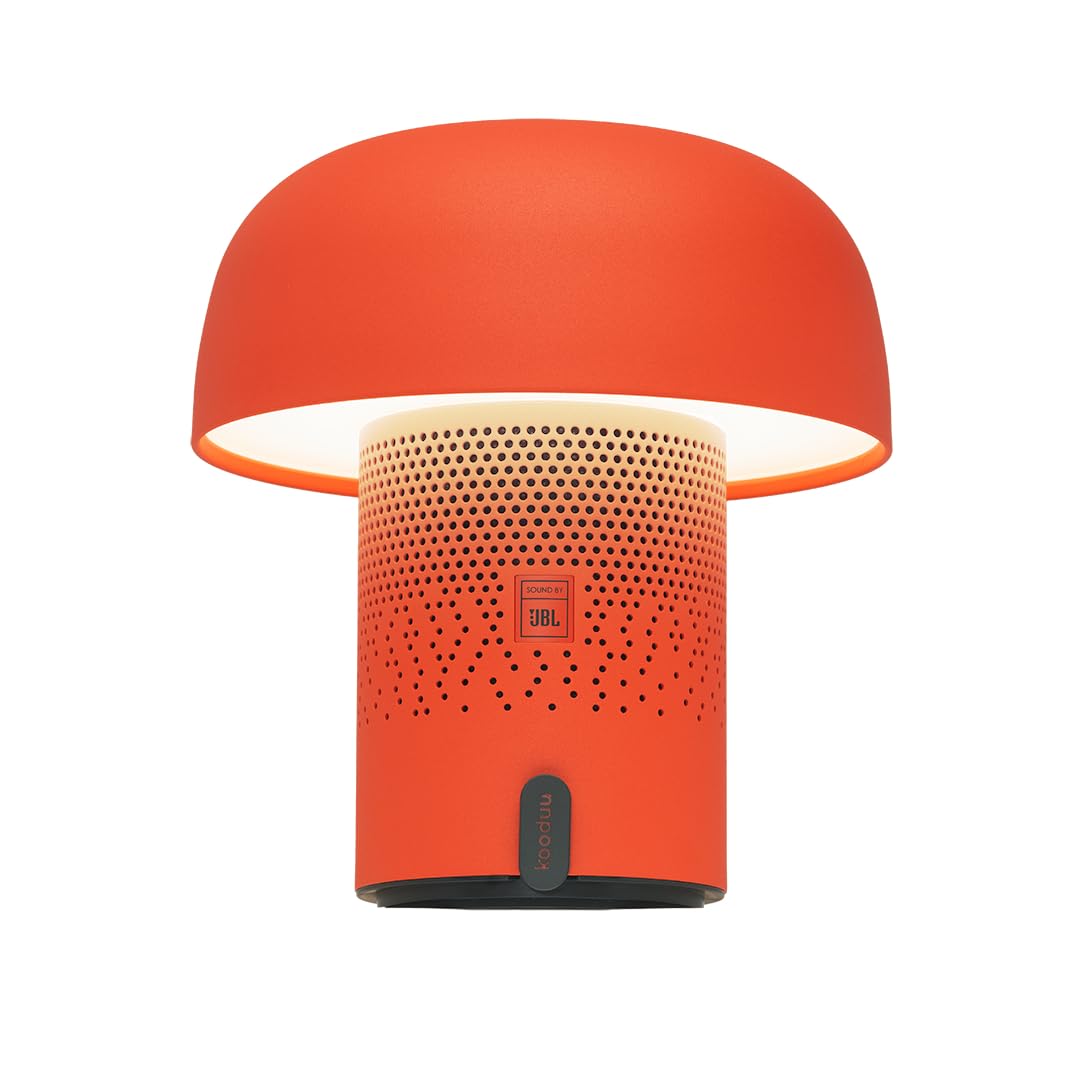 Kooduu Sensa Play Lampada da tavolo dimmerabile con altoparlante Bluetooth, arancione, musica wireless e illuminazione