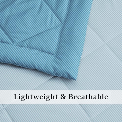 Image of Amazon Brand - Umi AC Comforter Double Bed | AC Blanket Double Bed | 220 GSM Ultra Super Soft Microfiber Reversible Lightweight ALL-Weather Bed Comforter /Duvet /Quilt (90 inchX86 inch Inche, Aqua & Light Blue)