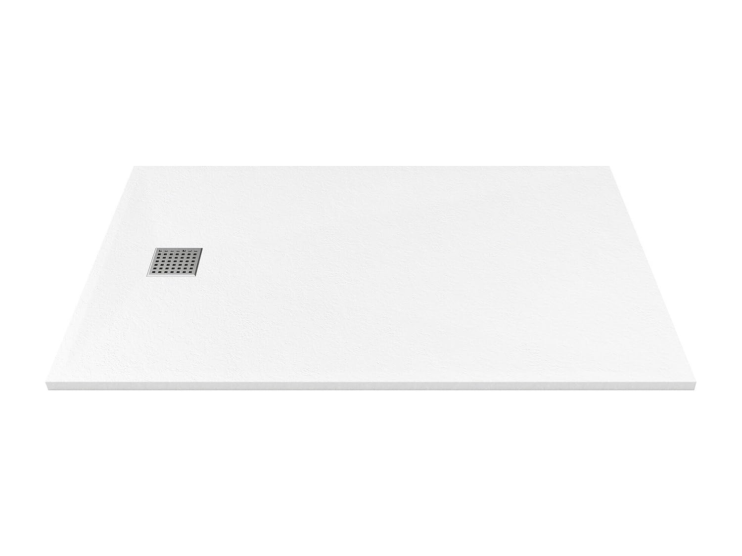 Vente-unique - Receveur de douche extra plat à poser ou à encastrer recoupable en résine SMC - Blanc - 120 x 90 cm - MIRNOSA