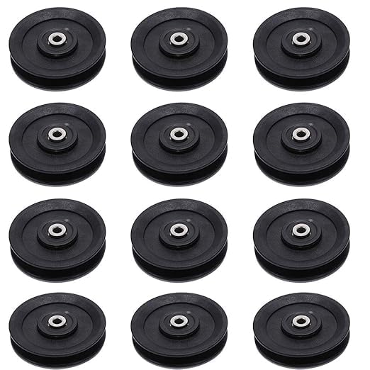 4 Inch Gym Machine Bearing Pulley Wheel Pack of 4 | Heavy Duty Black Cable Pulley Replacement with Smooth Ball Bearings for Wire Rope Cable Machines, Pulley Wheel for LAT Pulldown, Crossover-image-35