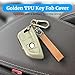 Joouheax Soft TPU for BMW Key Fob Cover with Leather Keychain for X1 X3 X4 X5 X6 X7 M5 M6 1 2 3 4 5 6 7 Series GT3 GT5 GT6 Key Case Accessories, Gold