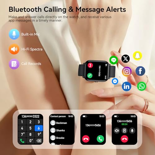 Smartwatch Damen Herren,1.83HD Touchscreen, 20 Tage Akkulaufzeit, Fitnessuhr mit Pulsuhr Schlafmonito Schrittzähler, Bluetooth Anruffunktion, 112+ Sportmodi, IP68 Wasserdicht Sportuhr für iOS/Android