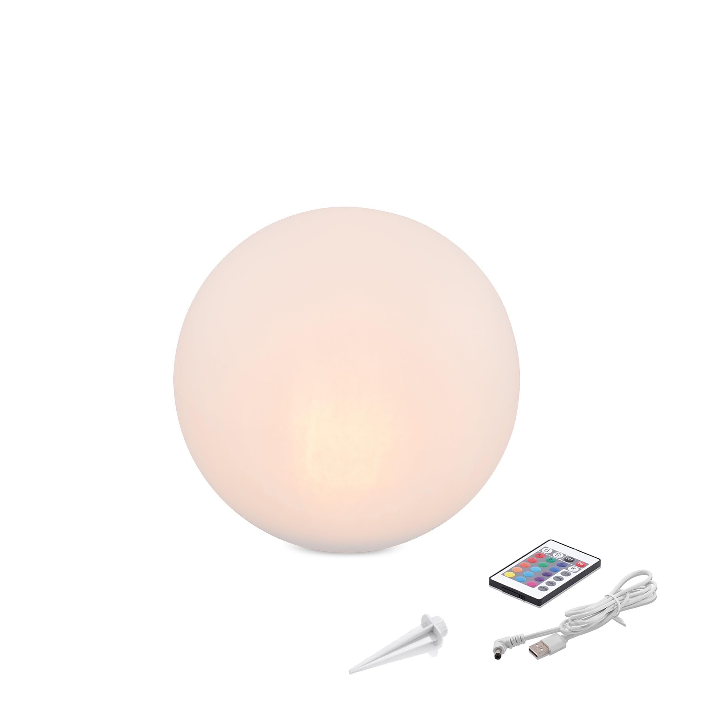 Esotec Siena 102890 Boule solaire d'extérieur Ø 20 cm avec télécommande 11 couleurs de lumière Charge USB IP44