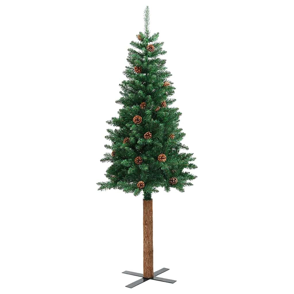 Árbol de Navidad de 210 cm, 300 ledes, 8 modos, 465 PVC, tronco de pino, 120 bolas, 45 conos, interior y exterior