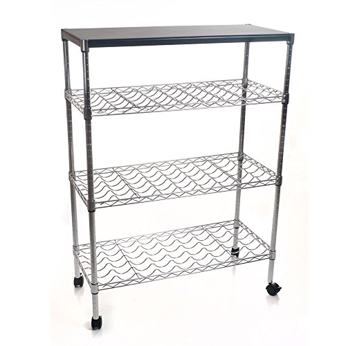 Lavish Home Rolling Chrome Wine Rack Cart Portable Bar
