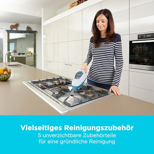 BLACK+DECKER 1300W 5-in-1 Dampfbesen Steam Mop (Dampfreiniger für hygienische, gründliche Sauberkeit, 5-teiliges Zubehörset + herausnehmbares Handdampfgerät, einfache Bedienbarkeit) FSMH13E5-QS