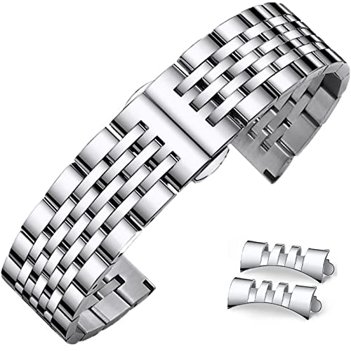 Niziruoup 14mm Stainless Steel Watch Band with Straight & Curved Ends Metal Wristband Strap Replacement Band for Men & Women Bracelet Choose of Width 14mm 16mm 18mm 19mm 20mm 21mm 22mm