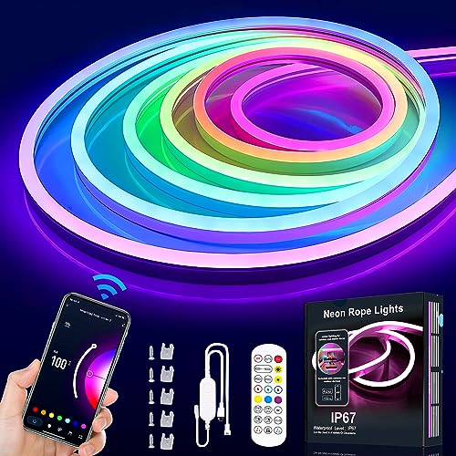 RGBIC Neon Strisica LED 3M, WiFi Strisce LED con Controllo APP/Controllo Vocale, Impostazione Timer, Sincronizza con...
