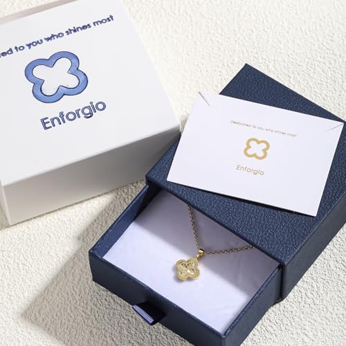 Gold Clover Necklace for Women Dainty 14K Gold Plated Pendant Necklace Adjustable Chain Choker Charm Colorful Clover Pendant Lucky Necklaces for Women Jewelry4