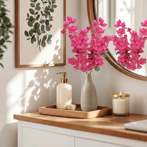 Image of Decor & More 2 PCS Artificial Flowers Bunch - Realistic Silk Bougainvillea Long Stem Artificial Flower Bunch Without Pot | Artificial Flower for Decoration | (Without Pot)