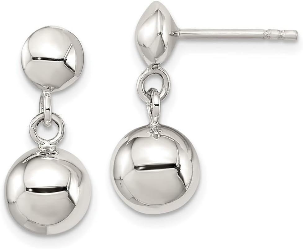 925 Sterling Silver Polished Post 8mm Dangle Ball Earrings 18x8mm Wide Ball Earring for Women