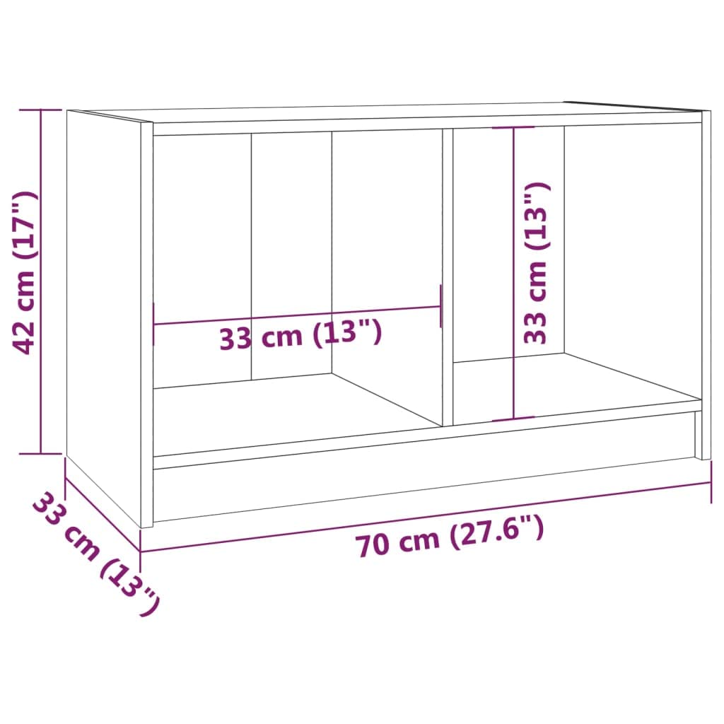 Mobile Porta TV Bianco 70x33x42 cm in Legno Massello di Pino | Armadietto basso da salotto con ripiani a giorno per riporre decoder, console e riviste in modo ordinato