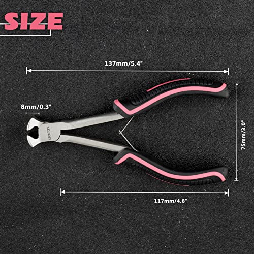 Leontool Long Reach End Cutting Pliers 5.5 Inches End Nipper Cutting Pliers Nail Puller For Zipper Install Stops Repair Kit, Wire Cutter For Jewelry Making Working In Tight Spaces Pink Tool For Women #TOP5