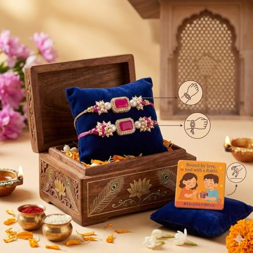 Image of SAUDEEP INDIA Decorative Fridge Magnet for Refrigerator Decor | Free Lumba Rakhi Set for Bhaiya Bhabhi | Raksha Bandhan Gift Combo | Cotton Thread Rakhi Festive Gift Home Decor(Model 5)