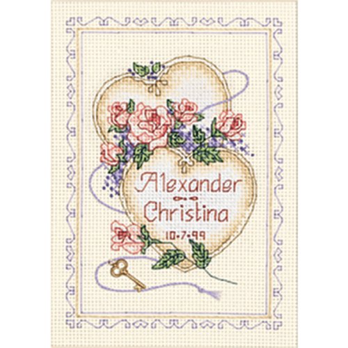 Dimensions - United Hearts Wedding Record Mini Counted Cross Stitch Kit - 5