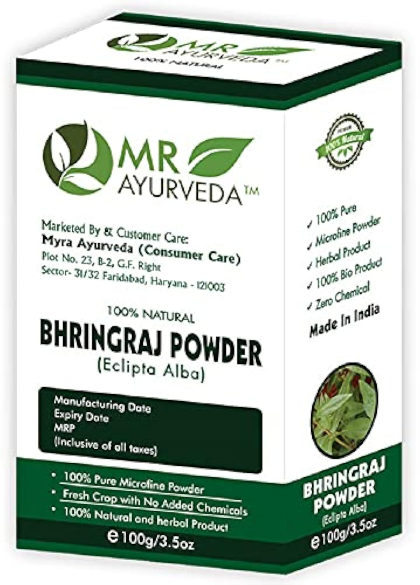 Bhringraj Powder Organic for Hair, Set of 2