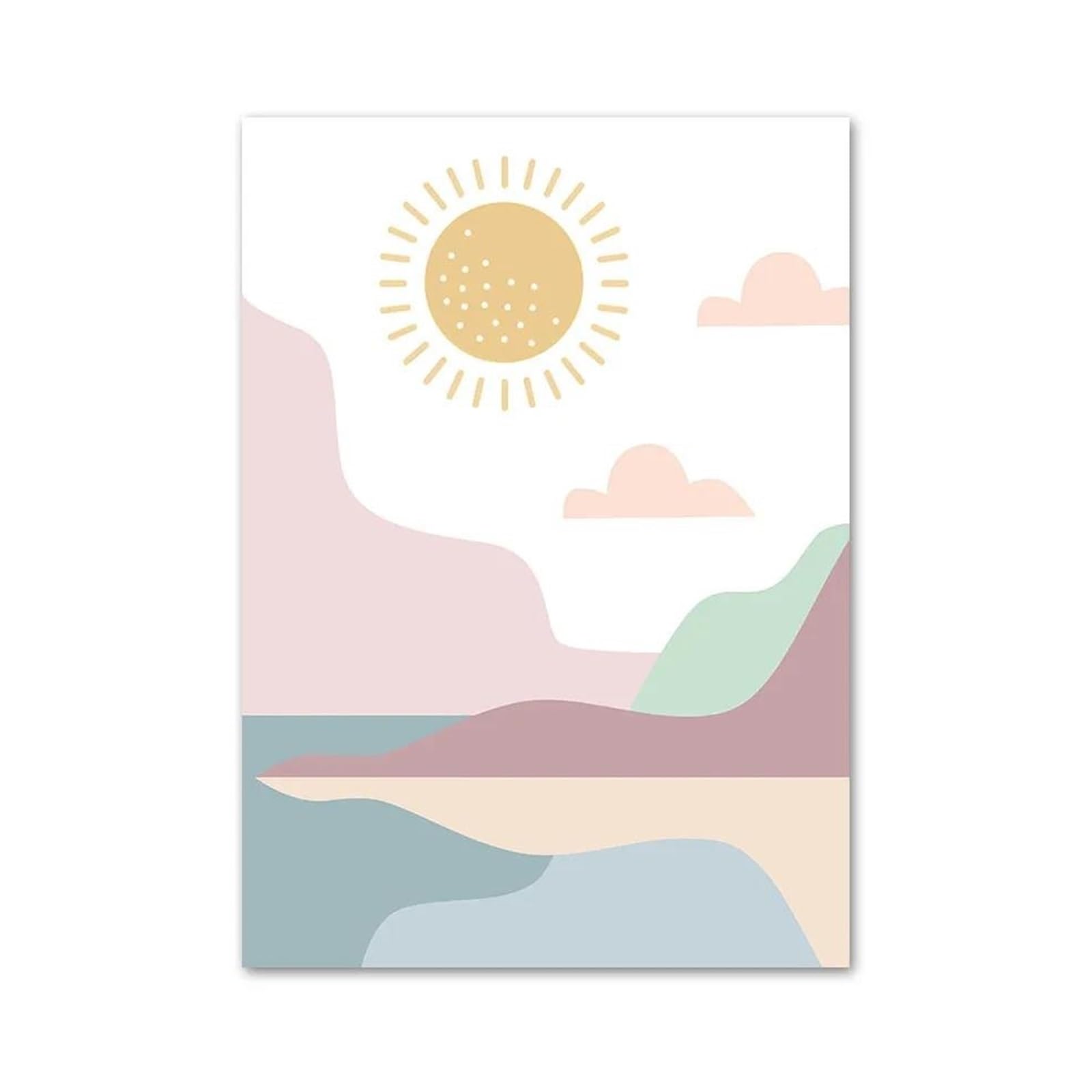 Xenite E Xenit Wall Art Canvas Prints Pink Mountain Sun Rainbow Bohemian Nursery Nordic Posters No Fram Wall Art Canvas Painting Pictures For Kids Room(,30X40cm)
